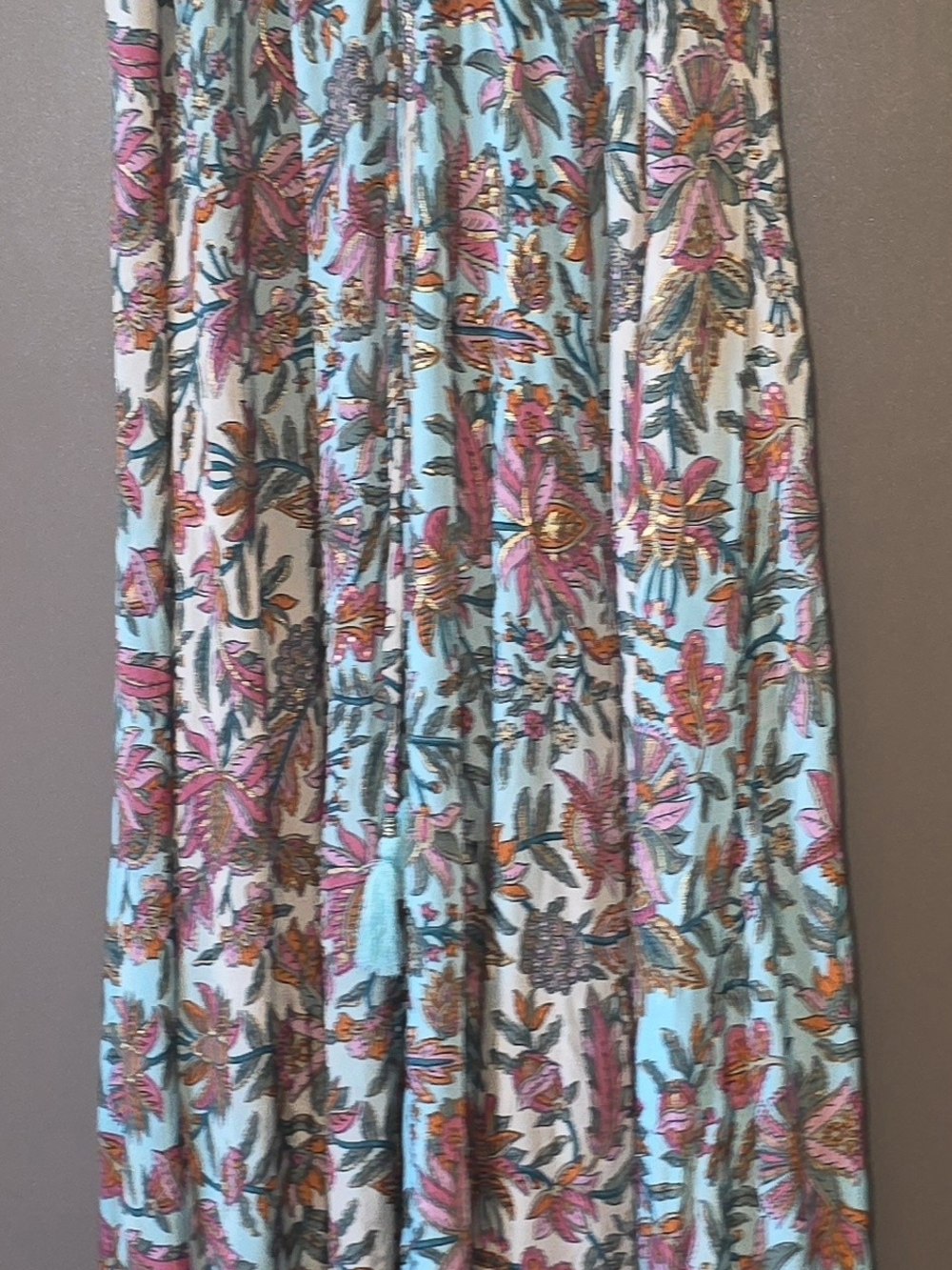 Floral Maxi Dress in Light Blue and Pink - Sleeveless Summer Dress
